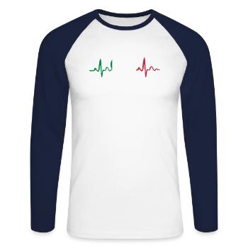 Italy heartbeat EKG pulse Italy - Unisex Long Sleeve Baseball T-Shirt - white/navy - Front - Nik (191cm)