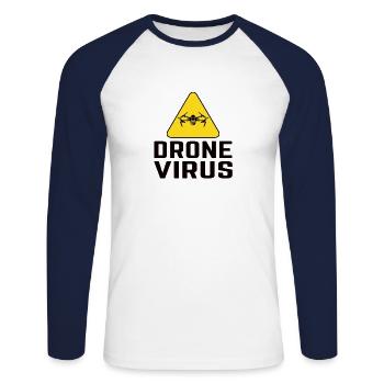 Drone Virus Drohne Drohnen Pilot Geschenk - Unisex Baseballshirt langarm - Weiß/Navy - Vorne - Nik (191cm)