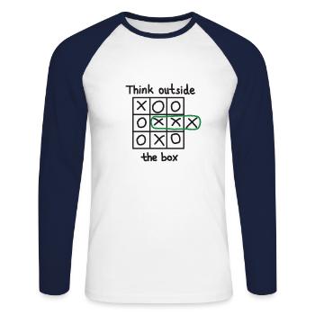Sortez des sentiers battus TIC TAC TOE - T-shirt baseball manches longues Homme - blanc/marine - Devant - Nik (191cm)