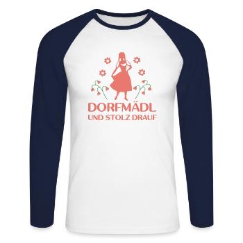 Dorfmädl Dorfmadl Dorfkinder Mit Blumen - Unisex Baseballshirt langarm - Weiß/Navy - Vorne - Nik (191cm)