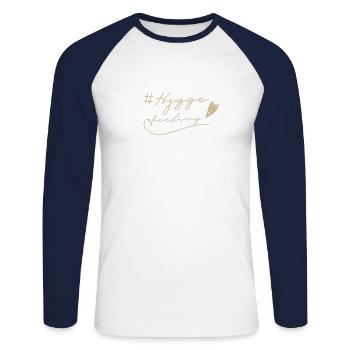 # Hygge émotions Belle écriture et le coeur Hygge - T-shirt baseball manches longues Homme - blanc/marine - Devant - Nik (191cm)