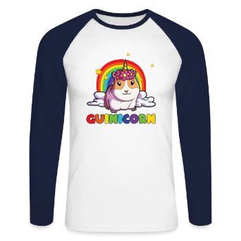 Guinicorn Guinea Pig Unicorn For Girls Guinea Pig - Unisex Long Sleeve Baseball T-Shirt - white/navy - Front - Nik (191cm)