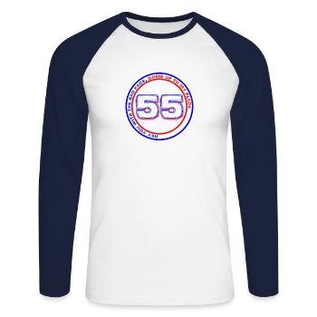 Rangers Fifty Five 55 and Counting - Unisex Long Sleeve Baseball T-Shirt - white/navy - Front - Nik (191cm)