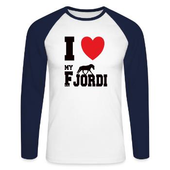 I Love my Fjordi, cute design - Unisex Long Sleeve Baseball T-Shirt - white/navy - Front - Nik (191cm)