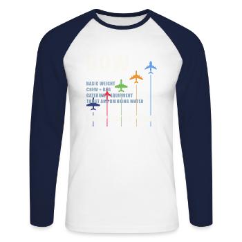 DOW Dry Operating Weight Airplane Weight Gift - Unisex Long Sleeve Baseball T-Shirt - white/navy - Front - Nik (191cm)