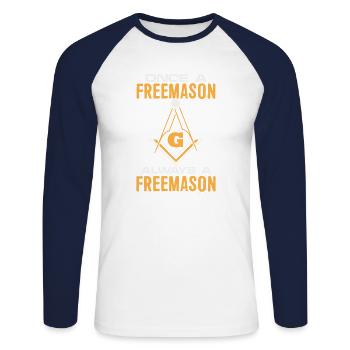 Once A Freemason Always A Freemason Freemasonry - Unisex Long Sleeve Baseball T-Shirt - white/navy - Front - Nik (191cm)