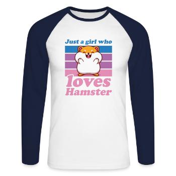 Hamster Feldhamster Goldhamster Mama Geschenk - Unisex Baseballshirt langarm - Weiß/Navy - Vorne - Nik (191cm)