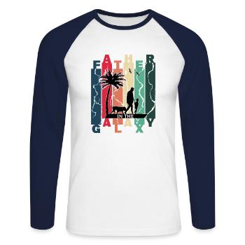 Father In The Galaxy Father's Day - Unisex Long Sleeve Baseball T-Shirt - white/navy - Front - Nik (191cm)