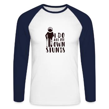 Bras plâtré souhaits de guérison Bras cassé bras cassé - T-shirt baseball manches longues Homme - blanc/marine - Devant - Nik (191cm)