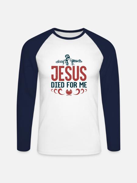 Baptism, Communion and Confirmation Gifts - Unisex Long Sleeve Baseball T-Shirt - white/navy