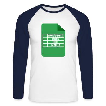 Spreadsheet Users Do It In Cells Excel Accountant - Unisex Baseballshirt langarm - Weiß/Navy - Vorne - Nik (191cm)