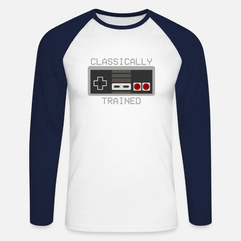 Classically Trained Gamer Geschenk - Unisex Baseballshirt langarm - Weiß/Navy
