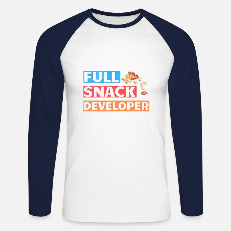 FULL SNACK DEVELOPER - DEVELOPER PUN - Unisex Long Sleeve Baseball T-Shirt - white/navy