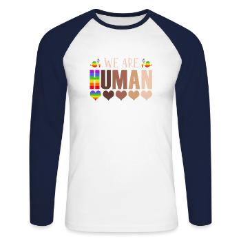 We Are People Juneteenth Black Women Pride - Unisex Long Sleeve Baseball T-Shirt - white/navy - Front - Nik (191cm)