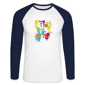 Make Art - Unisex Baseballshirt langarm - Weiß/Navy - Vorne - Nik (191cm)
