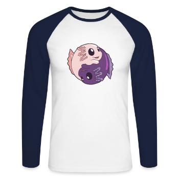 Yin Yang Axolotls Kawai Axolotl Zen Meditation Yog - Unisex Long Sleeve Baseball T-Shirt - white/navy - Front - Nik (191cm)