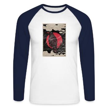 Lunar Raven Norse Mythology Viking Style Norse Myt - Unisex Long Sleeve Baseball T-Shirt - white/navy - Front - Nik (191cm)
