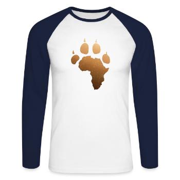 Africa DNA Africa Panther Paw Roots Proud Africa C - Unisex Baseballshirt langarm - Weiß/Navy - Vorne - Nik (191cm)