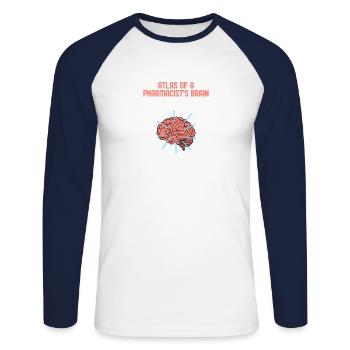 Pharmacist Brain Tech Medical Pharmacy - Unisex Long Sleeve Baseball T-Shirt - white/navy - Front - Nik (191cm)