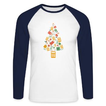 Christmas Tree Accountant CPA - Unisex Baseballshirt langarm - Weiß/Navy - Vorne - Nik (191cm)