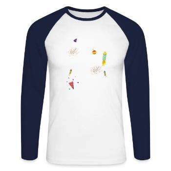 Bercer la nouvelle année 2022 - T-shirt baseball manches longues Homme - blanc/marine - Devant - Nik (191cm)