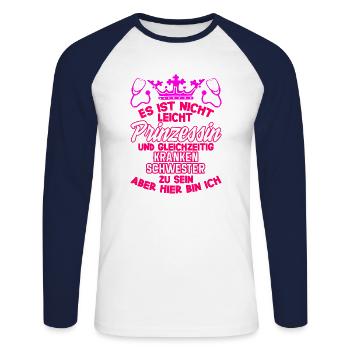 Damen Krankenschwester Nurse Prinzessin - Unisex Baseballshirt langarm - Weiß/Navy - Vorne - Nik (191cm)