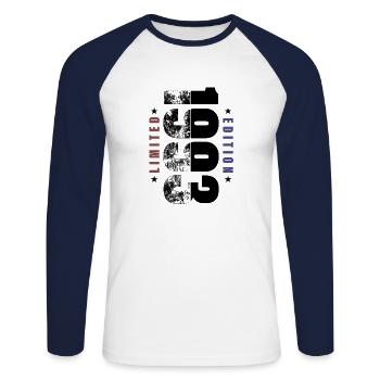 Grunge Birthday Limited Edition 1993 Naissance 1993 - T-shirt baseball manches longues Homme - blanc/marine - Devant - Nik (191cm)