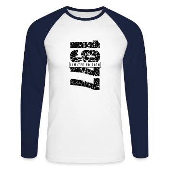 1977 Limited Edition Year of birth 1977 Grunge Decoration - Unisex Long Sleeve Baseball T-Shirt - white/navy - Front - Nik (191cm)