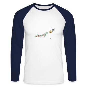 Kryptowährungshändler Crypto Coin Btc Graph - Unisex Baseballshirt langarm - Weiß/Navy - Vorne - Nik (191cm)