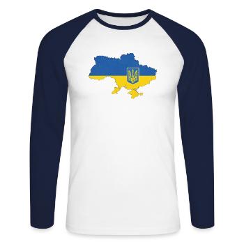 Ukraine - Unisex Long Sleeve Baseball T-Shirt - white/navy - Front - Nik (191cm)