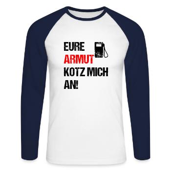 Benzinpreis - Unisex Baseballshirt langarm - Weiß/Navy - Vorne - Nik (191cm)