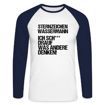 Sternzeichen Wassermann - Unisex Baseballshirt langarm - Weiß/Navy - Vorne - Nik (191cm)