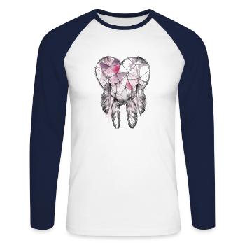Indianische Kultur Indian Dreamcatcher - Unisex Baseballshirt langarm - Weiß/Navy - Vorne - Nik (191cm)