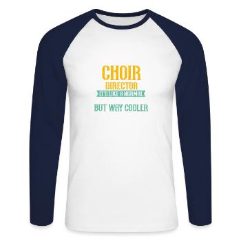 Je suis chef de chœur - chœur de musique de théâtre - T-shirt baseball manches longues Homme - blanc/marine - Devant - Nik (191cm)