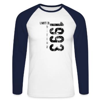 Limited Edition 1993 Geburtstag Jahrgang 1993 - Unisex Baseballshirt langarm - Weiß/Navy - Vorne - Nik (191cm)