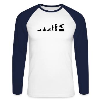 Vom Baby zum Kind zum Parkour Player - Unisex Baseballshirt langarm - Weiß/Navy - Vorne - Nik (191cm)