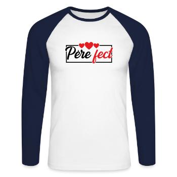 Père Fect Papa Fête Des Pères Meilleur Papa Humour - T-shirt baseball manches longues Homme - blanc/marine - Devant - Nik (191cm)