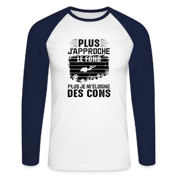 Sport Plongée Idée Cadeau Mer Poisson Anniversaire - T-shirt baseball manches longues Homme - blanc/marine - Devant - Nik (191cm)