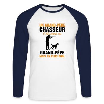 Grand-père Chasseur Anniversaire Cadeau Cool Noël - T-shirt baseball manches longues Homme - blanc/marine - Devant - Nik (191cm)