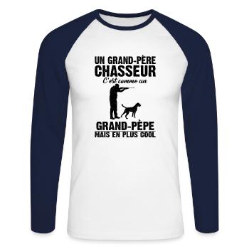 Grand-père Chasseur Anniversaire Cadeau Cool Noël - T-shirt baseball manches longues Homme - blanc/marine - Devant - Nik (191cm)