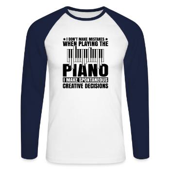 Musique Piano Instrument De Musique Idée Cadeau Dj - T-shirt baseball manches longues Homme - blanc/marine - Devant - Nik (191cm)