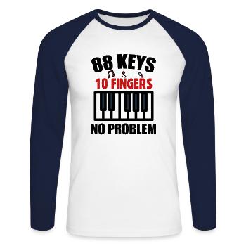 88 Touches Musique Piano Clavier Idée Cadeau Hobby - T-shirt baseball manches longues Homme - blanc/marine - Devant - Nik (191cm)