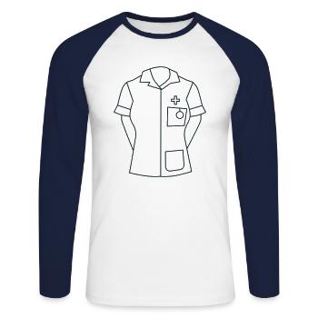 Uniforme d’infirmière FEMME - T-shirt baseball manches longues Homme - blanc/marine - Devant - Nik (191cm)