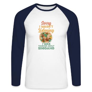 Ich Dachte An Sinigang Filipino Food Soup - Unisex Baseballshirt langarm - Weiß/Navy - Vorne - Nik (191cm)