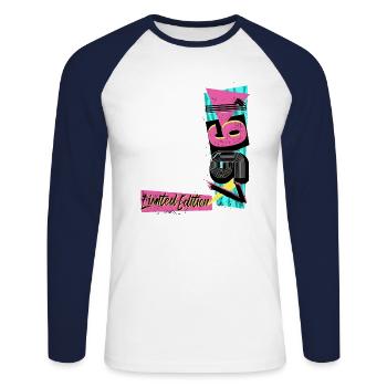 Édition limitée 1967 Année 1967 Années 80 90 - T-shirt baseball manches longues Homme - blanc/marine - Devant - Nik (191cm)