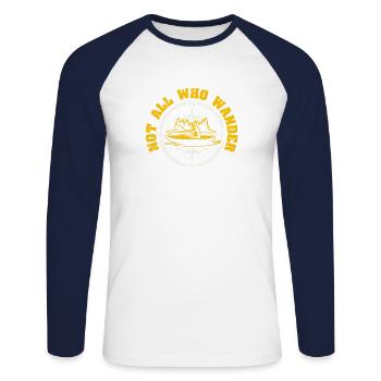 Tous ceux qui font de la randonnée ne sont pas perdus en kayak - T-shirt baseball manches longues Homme - blanc/marine - Devant - Nik (191cm)