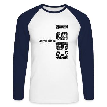 Limited Edition 1963 Year of birth 1963 Birthday - Unisex Long Sleeve Baseball T-Shirt - white/navy - Front - Nik (191cm)