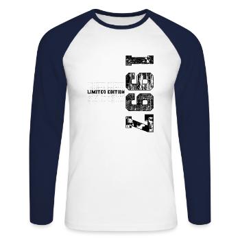 Édition limitée 1997 Année de naissance 1997 Anniversaire - T-shirt baseball manches longues Homme - blanc/marine - Devant - Nik (191cm)