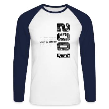 Édition limitée 2001 Année de naissance 2001 Anniversaire - T-shirt baseball manches longues Homme - blanc/marine - Devant - Nik (191cm)