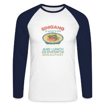 Sinigang Mittagessen Filipino Essen Pinay Pinoy - Unisex Baseballshirt langarm - Weiß/Navy - Vorne - Nik (191cm)